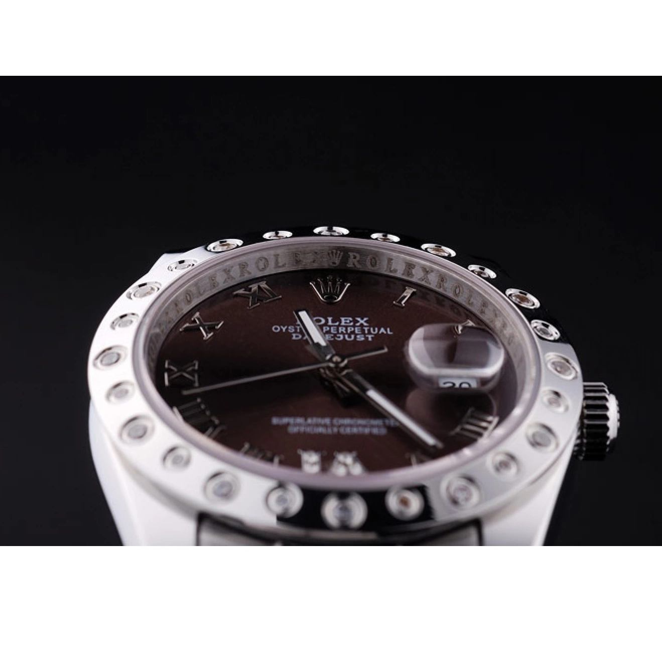 Best AAA Replica Sites 7466 Diamond Bezel Datejust Rolex Dial Brown 0611
